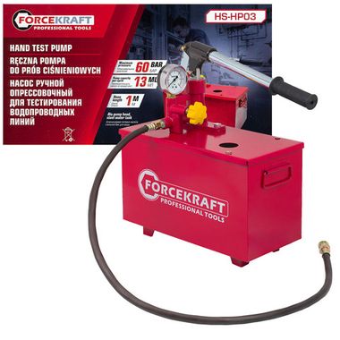 Насос ручной проверочный с манометром и шлангом 1м FORCEKRAFT FK-HS-HP03