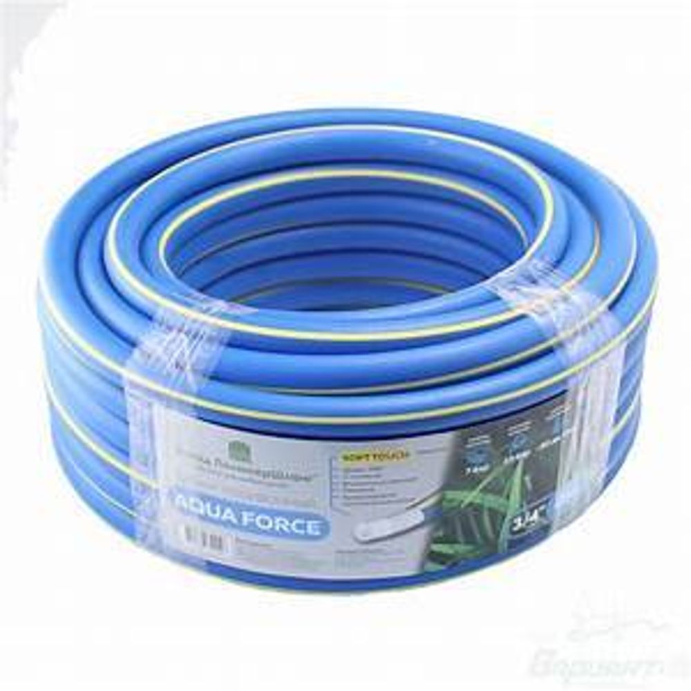 Шланг 1/2&quot; 25 м поливочный AQUA FORCE 3-слойный армир, морозостойкий, синий с желтой полос. Zolder