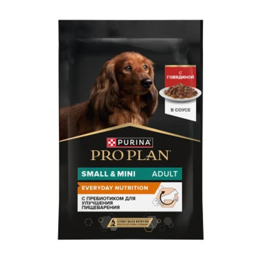 Purina Pro Plan д/взросл. собак мин. и мал. пород, кус./соус, говяд., 85 г