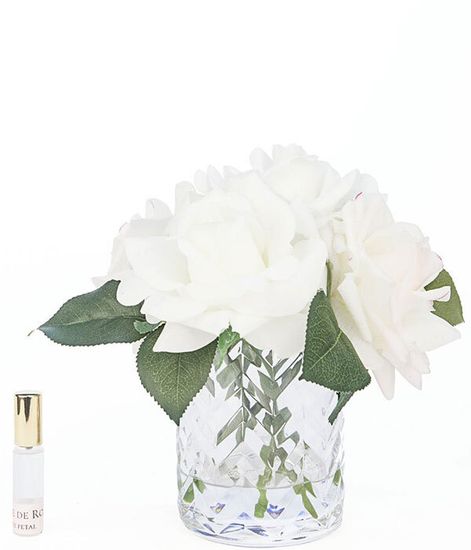 Букет белых роз в прозрачной вазе "ёлочка", Cote Noire