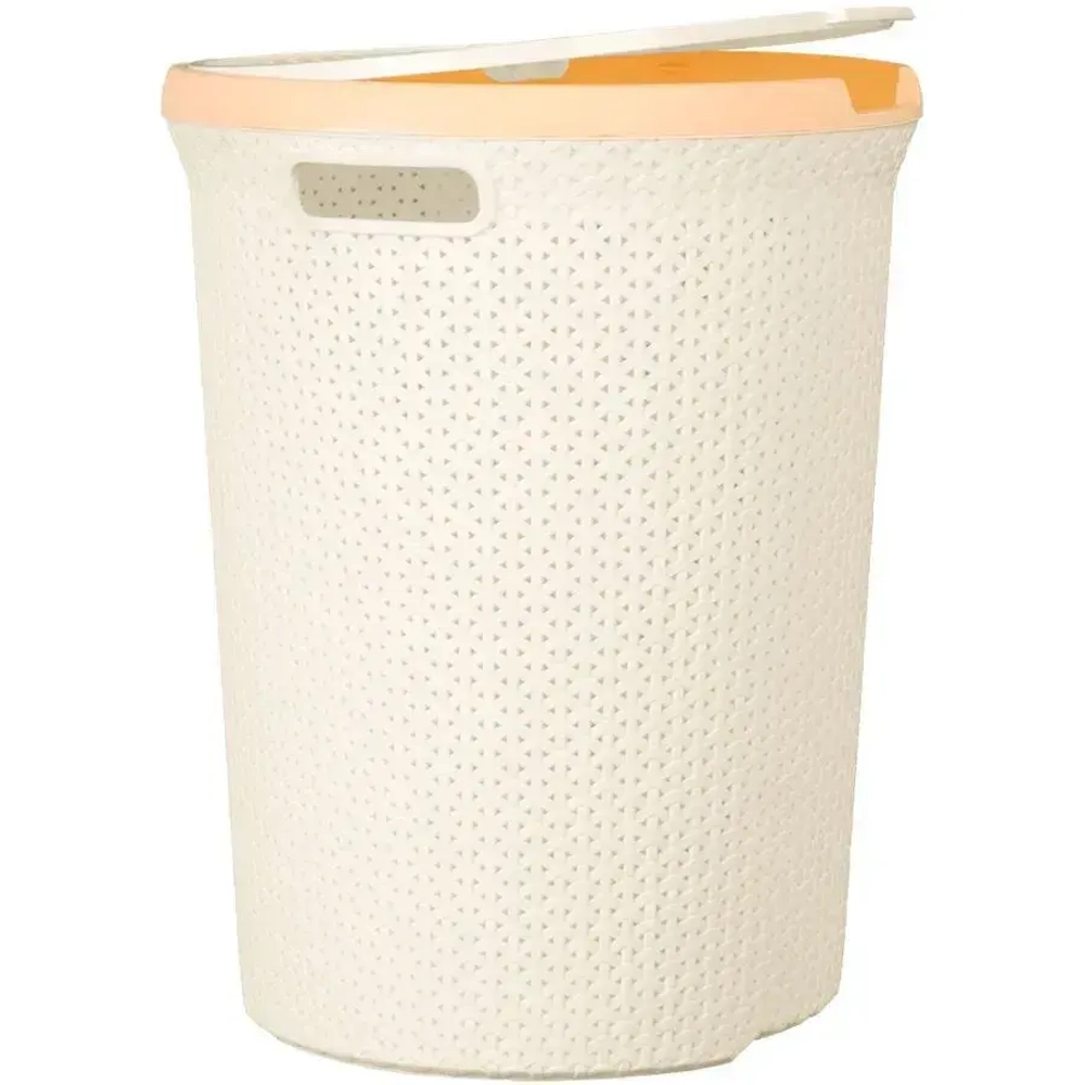 Корзина для белья Плетёнка 55л круглая с крышкой