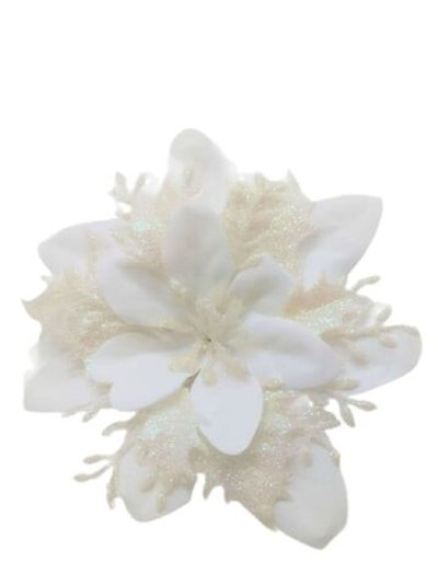 Набор новогодних цветов на ёлку 8шт белые (6958)