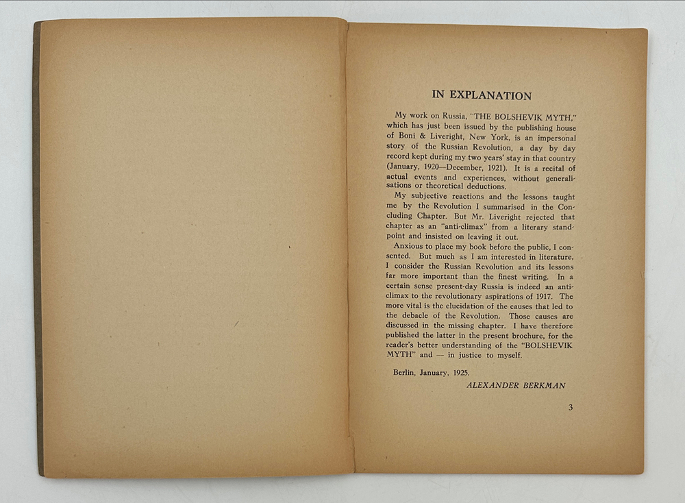 Alexander Berkman.  The «Anti-Climax» The concluding chapter of my Russian diary... 1925