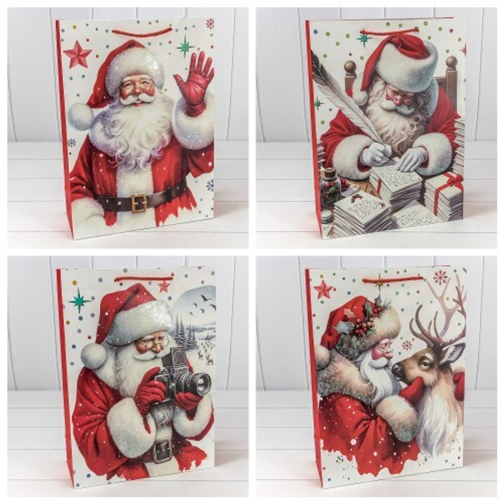 Пакет подарочный 30 х 41.5 х 12 см Набор 4 шт "Новый год" (Белый)