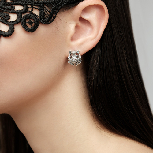 "Квакуха" серьги в серебряном покрытии из коллекции "Животные" от Jenavi  с английским замком