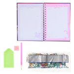 Блокнот детский Basir, формат А5, серия "Единороги" с алмазной мозаикой, 21*14.5 см, 80 листов, 4 цвета ассорти