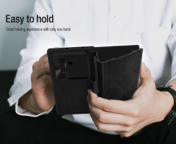 Кожаный чехол книжка от Nillkin для Samsung Galaxy Z Fold 7, серия Qin Pro Leather Case (с держателем для S Pen)