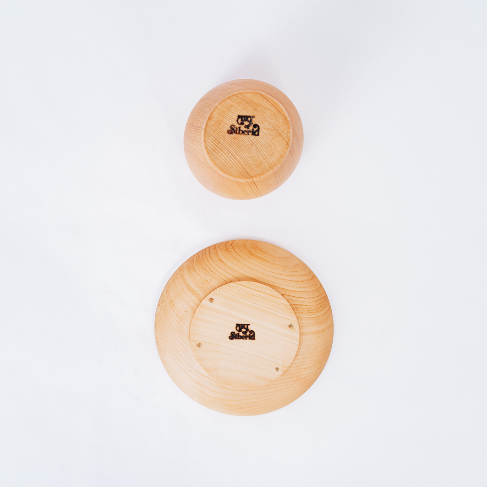 Чайная чашка деревянная c блюдцем из дерева Сибирский кедр NC24