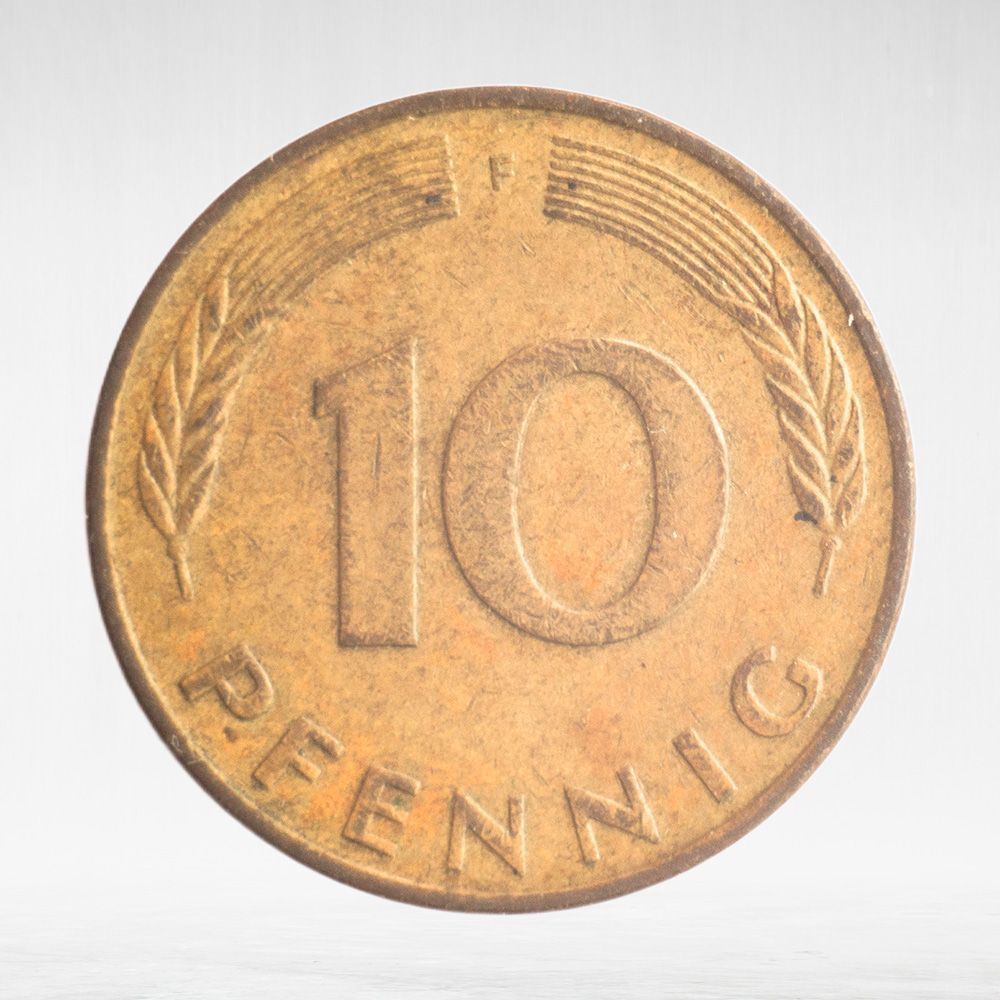 Germany, 10 Pfennigs, 1980, (Stuttgart Mint - "F"), VF