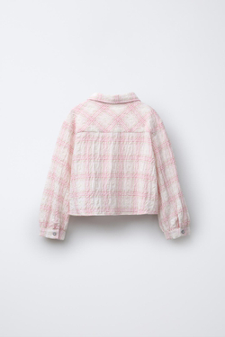 ZARA РУБАШКА ИЗ РЕЛЬЕФНОЙ ТКАНИ В КЛЕТКУ, ЭКРЮ