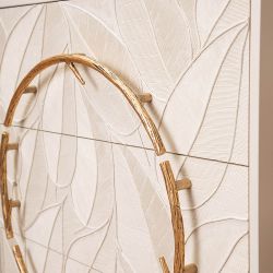 Комод Арт Колор leaves Классик Голд с 3 ящиками Кремовый белый