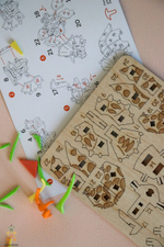 Трицератопс UNIT (UNIWOOD) - Деревянный конструктор, 3D пазл, сборная модель