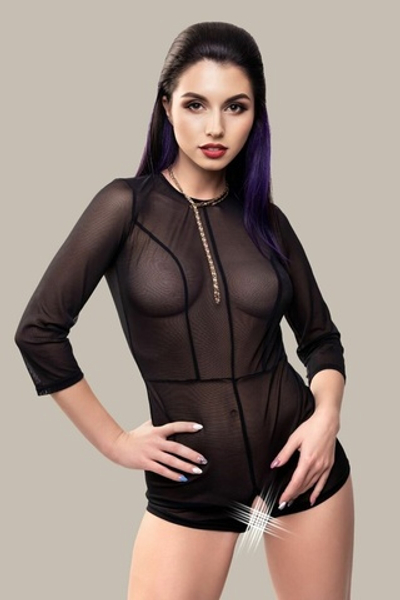 Эротический комбинезон Preciosity с рукавами длиной 3/4 (Размер: 42-44) (Цвет: черный)
