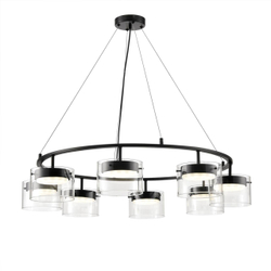 8232/8 COMFI LN26 230 черный/прозрачный, металл/стекло Светильник подвесной LED GX70 8*10W 220V NATALINA