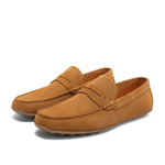 BELLE Cow Split Leather Gommino Loafers Men"s Yellow, Gray