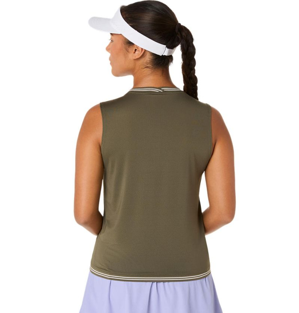 Женский топ теннисный Asics Game Sleeveless - dark olive