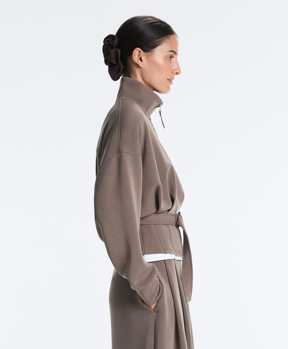 Oysho Мягкая куртка облегающего кроя, серо-коричневый