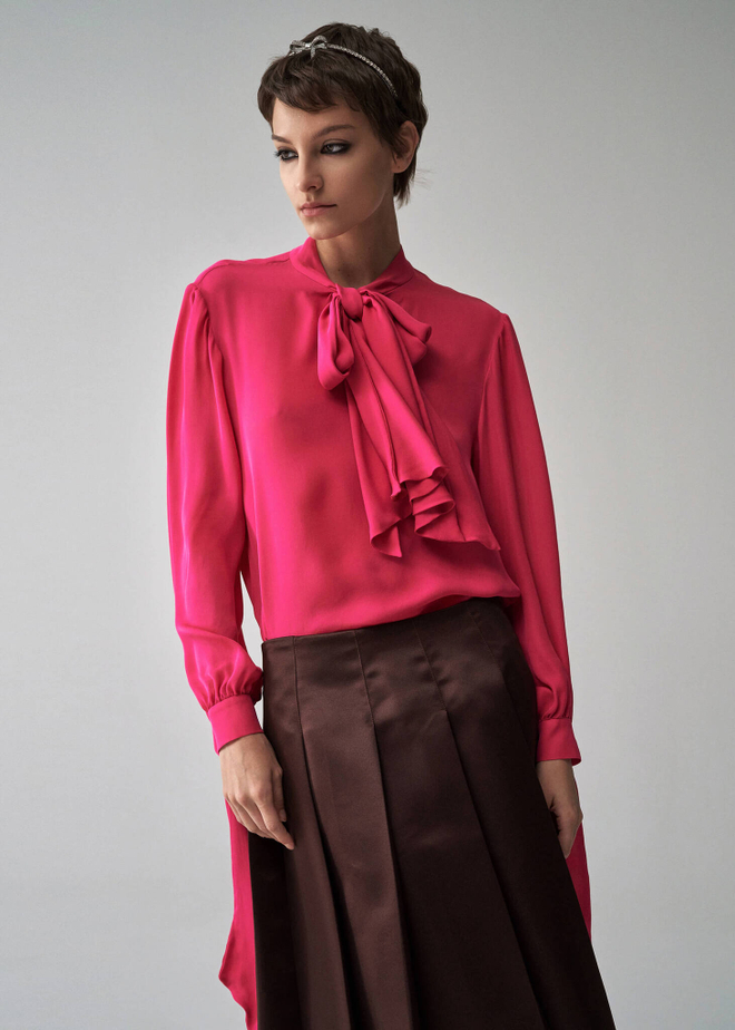 Шелковая блуза с бантами 80’