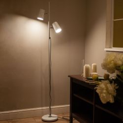 ULM-T600 2х6W-4500K-DIM WHITE Торшер напольный светодиодный. 2х6W. Сенсорный выключатель. Диммер. Белый. ТМ Uniel