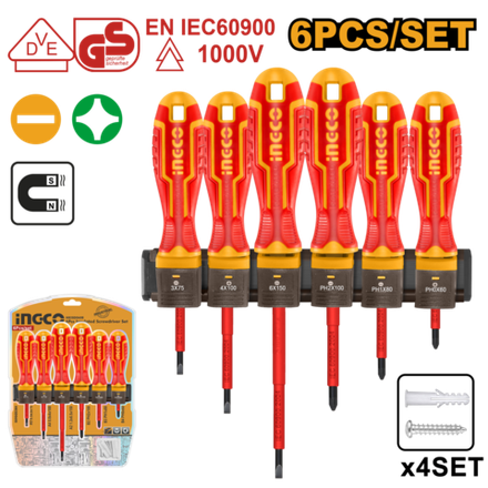Набор диэлектрических отверток INGCO HKISD0608 INDUSTRIAL 6 шт.