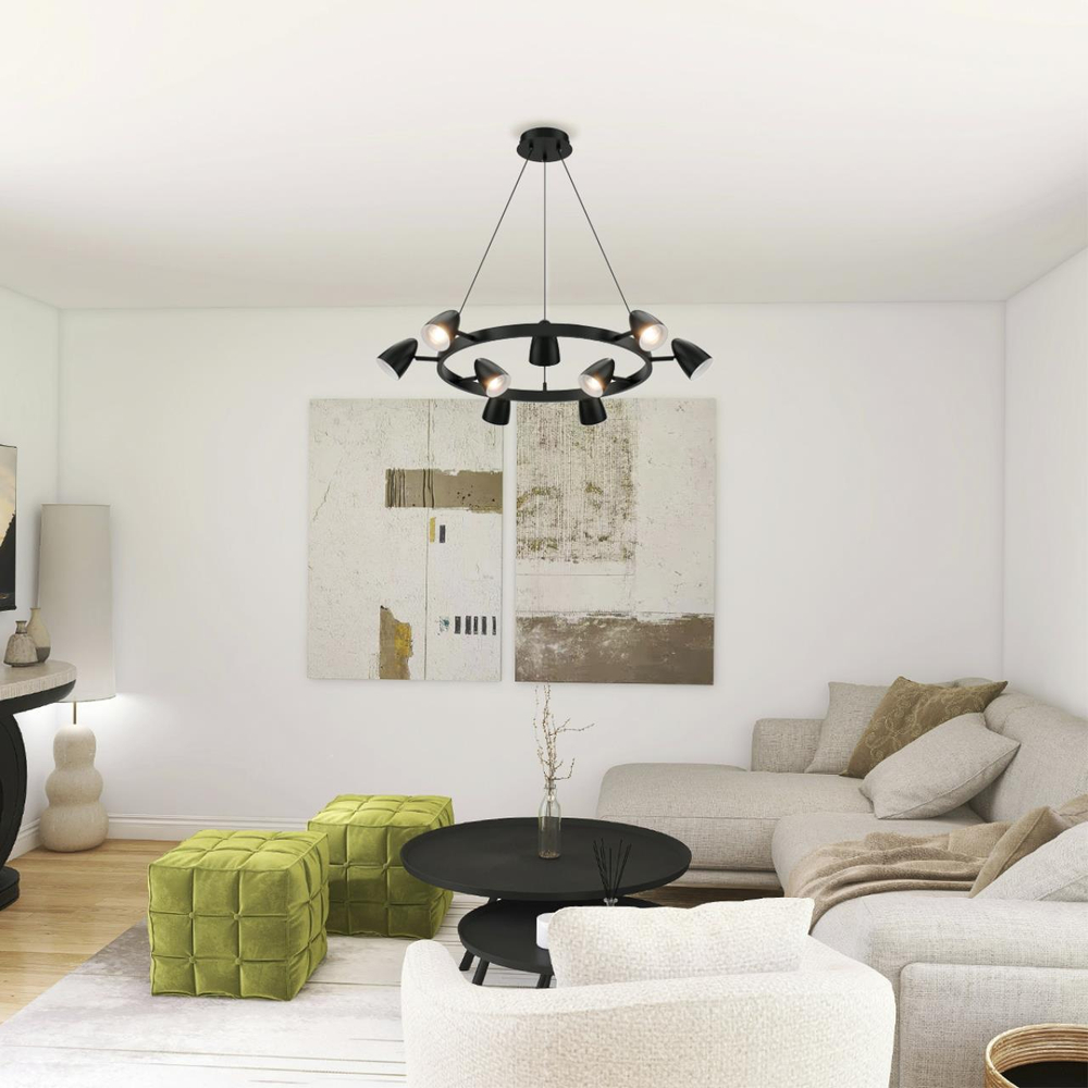 8237/9 COMFI LN26 256 черный, металл Светильник подвесной GU10 LED 9*7W 220V ILMINA