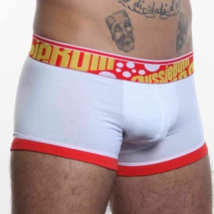 Мужские трусы боксеры белые Aussiebum Flaunt Hip Red & White AB00114