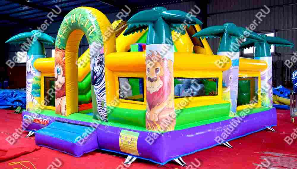Коммерческий надувной батут "Сафари-джунгли со слоником"