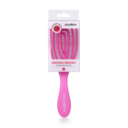 SOLOMEYA Расческа для сухих и влажных волос АРОМАТ МАЛИНЫ Wet Detangler Brush Oval Raspberry, 1 шт