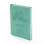 Ежедневник недатированный, А5, Yalong, 7БЦ, ПВХ, ляссе, бирюзовый, на резинке, клетка, 140 л., "Букет из роз"