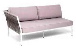 "Касабланка" правый модуль плетеный из роупа, каркас алюминий светло-серый (RAL7035) муар, роуп серо-коричневый 23мм, ткань бежевая 052