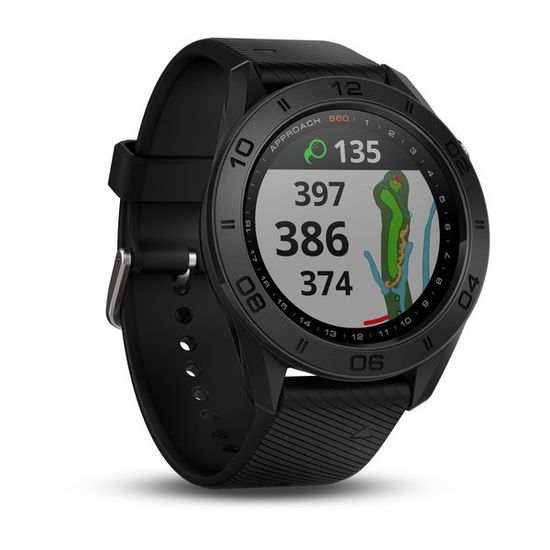 Умные часы для гольфа Garmin Approach S60 чёрные с черным ремешком 010-01702-00