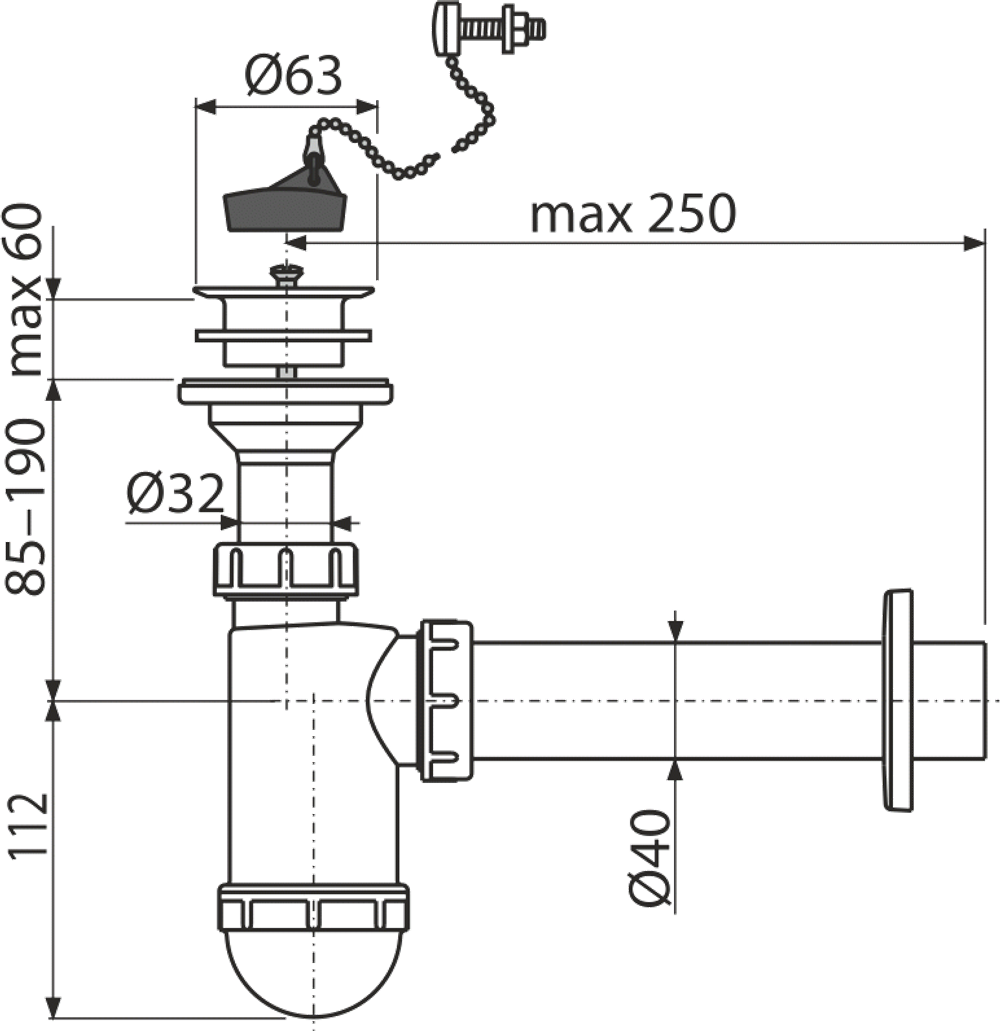 Сифон для умывальника AlcaPlast A42R