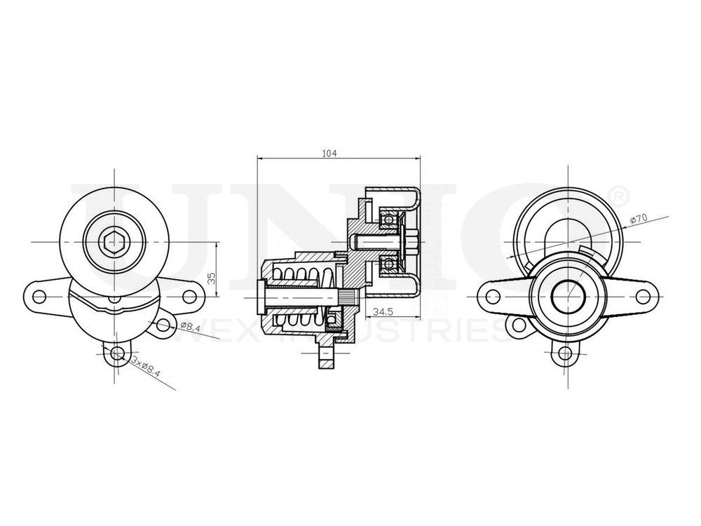 Ролик с натяжителем приводного ремня UNIO TNS-10210