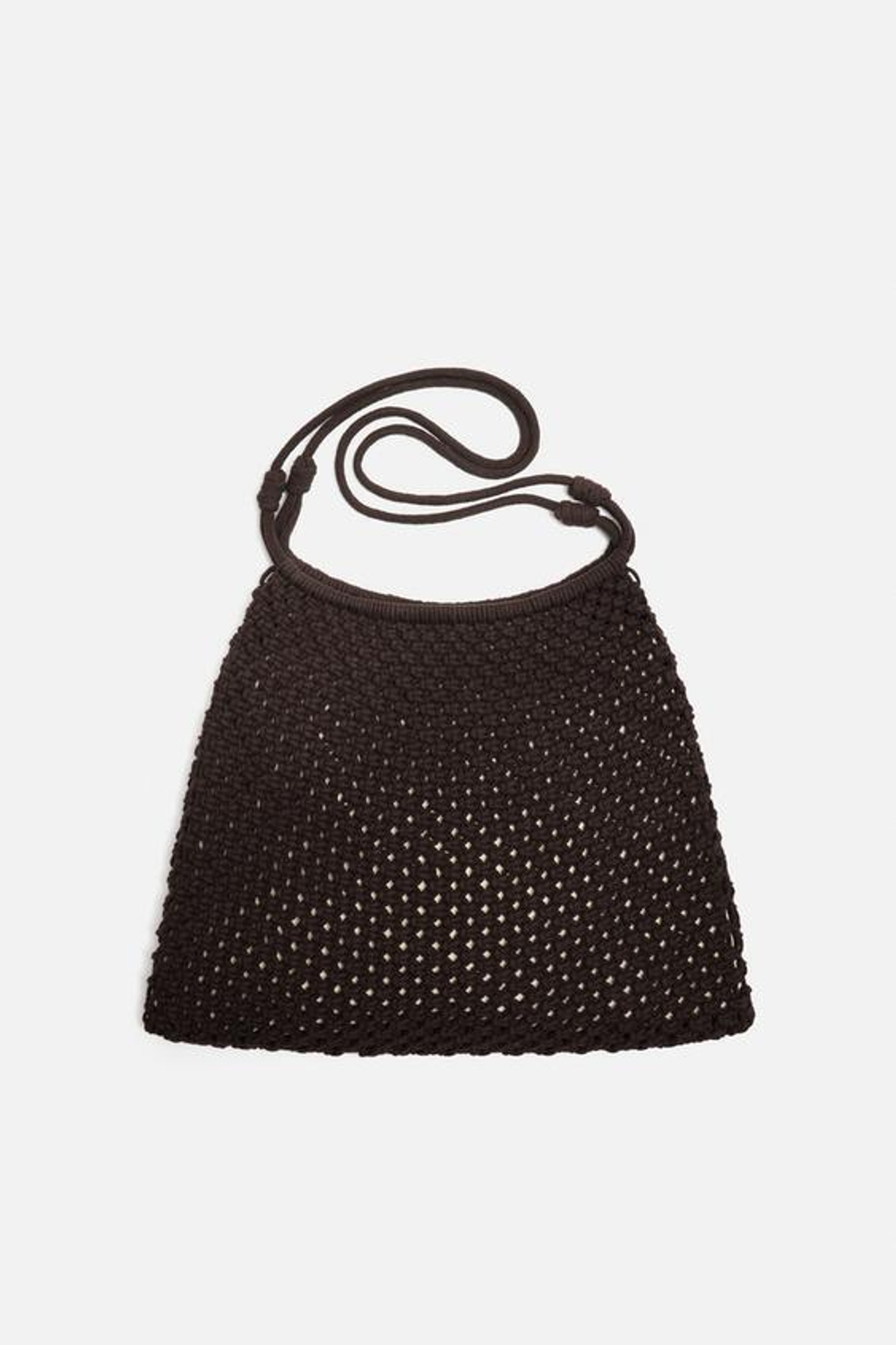 ZARA СУМКА-ШОПЕР МАКРАМЕ, КОРИЧНЕВЫЙ