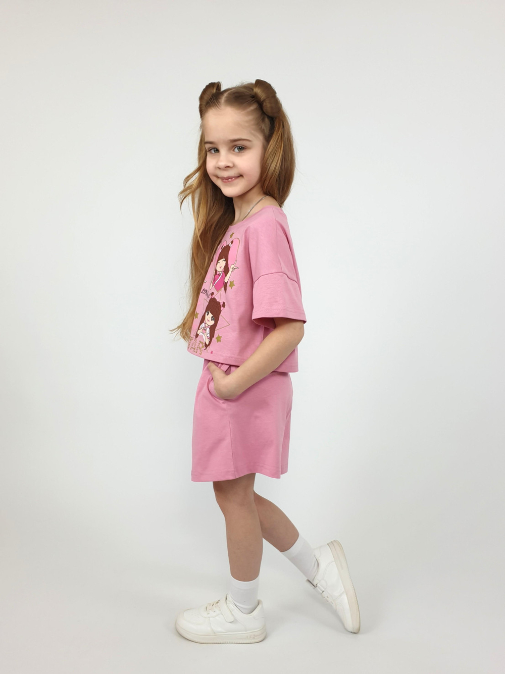 02-159-4 Комплект для девочки (джемпер+ шорты)