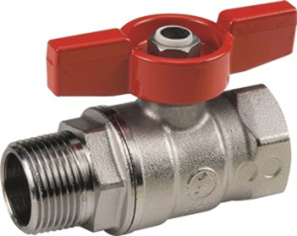 Кран шаровой 1 1/4", ВР-НР, хром., ручка бабочка Gekon