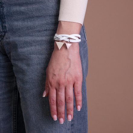 Браслет Кожаный - Треугольники - Лунный Камень