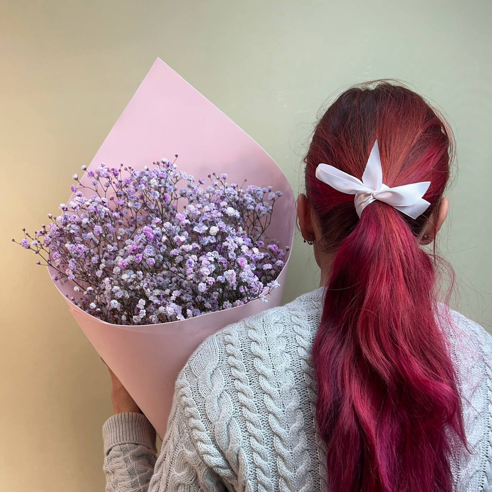 Букет из розово-сиреневой гипсофилы 7 шт в фоамиране