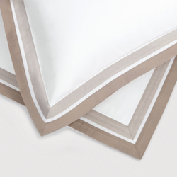 Постельное белье 2 спальное евро Сlaire&Caroll Jacqueline белое с бежевым кантом