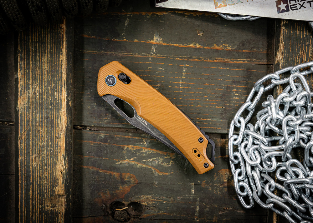 Складной нож SRM 9201-GW BlackWash сталь D2 рукоять Tan G10