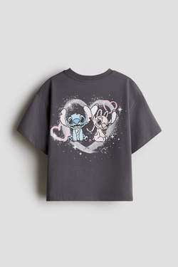 H&M Комплект из футболки и шорт с принтом, темно-серый