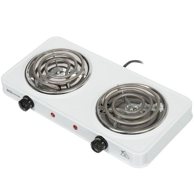 Плита электрическая TDM, ЭПС2, 2000 Вт, 2 конф, спираль, эмаль, механ, пер повор, 230 В, бел