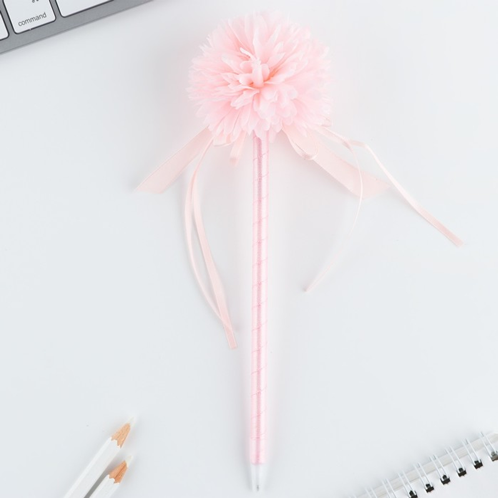 Ручка прикол, шариковая, синяя паста, 1.0 мм «8 марта: Хризантема с лентами»