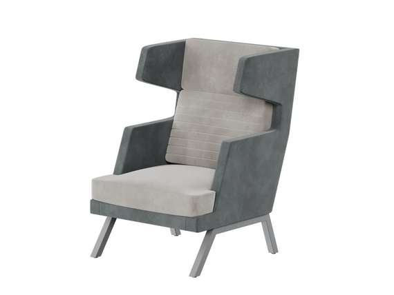 Алдо Кресло высокое ALD-01 Storm 022/Storm 017/Металл Серый 790*960*1180