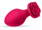 Малиновая анальная пробка с основанием-розой - 8,3 см. (Цвет: малиновый)