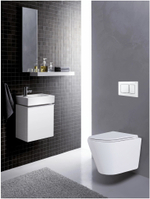 Комплект подвесной безободковый унитаз Azario Teramo AZ-8010-1000+AZ-8200-0032+AZ-0053 с микролифтом + система инсталляции с кнопкой смыва белый глянцевый