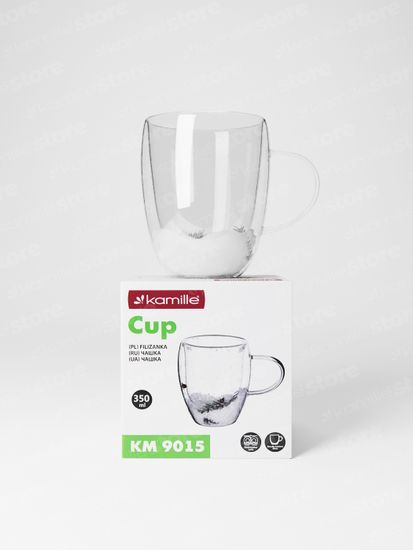 Чашка стеклянная подарочная 350 мл. Kamille KM 9015 с двойными стенками