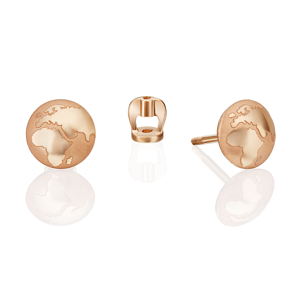 Серьги-пусеты «Постижение тайн» из красного золота