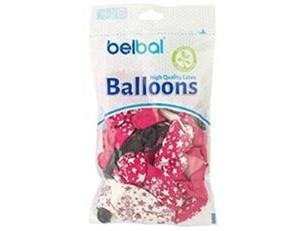 Шар (14"/36 см) ДР Звезды розов, Шелкография пастель 25 шт.