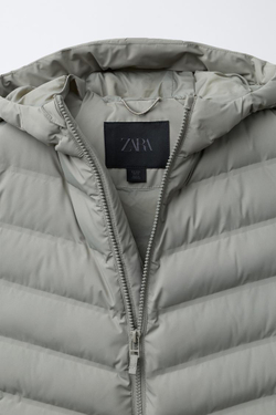 ZARA ОЧЕНЬ ЛЕГКИЙ ЖИЛЕТ WATER REPELLENT С КАПЮШОНОМ, БЕЖЕВЫЙ